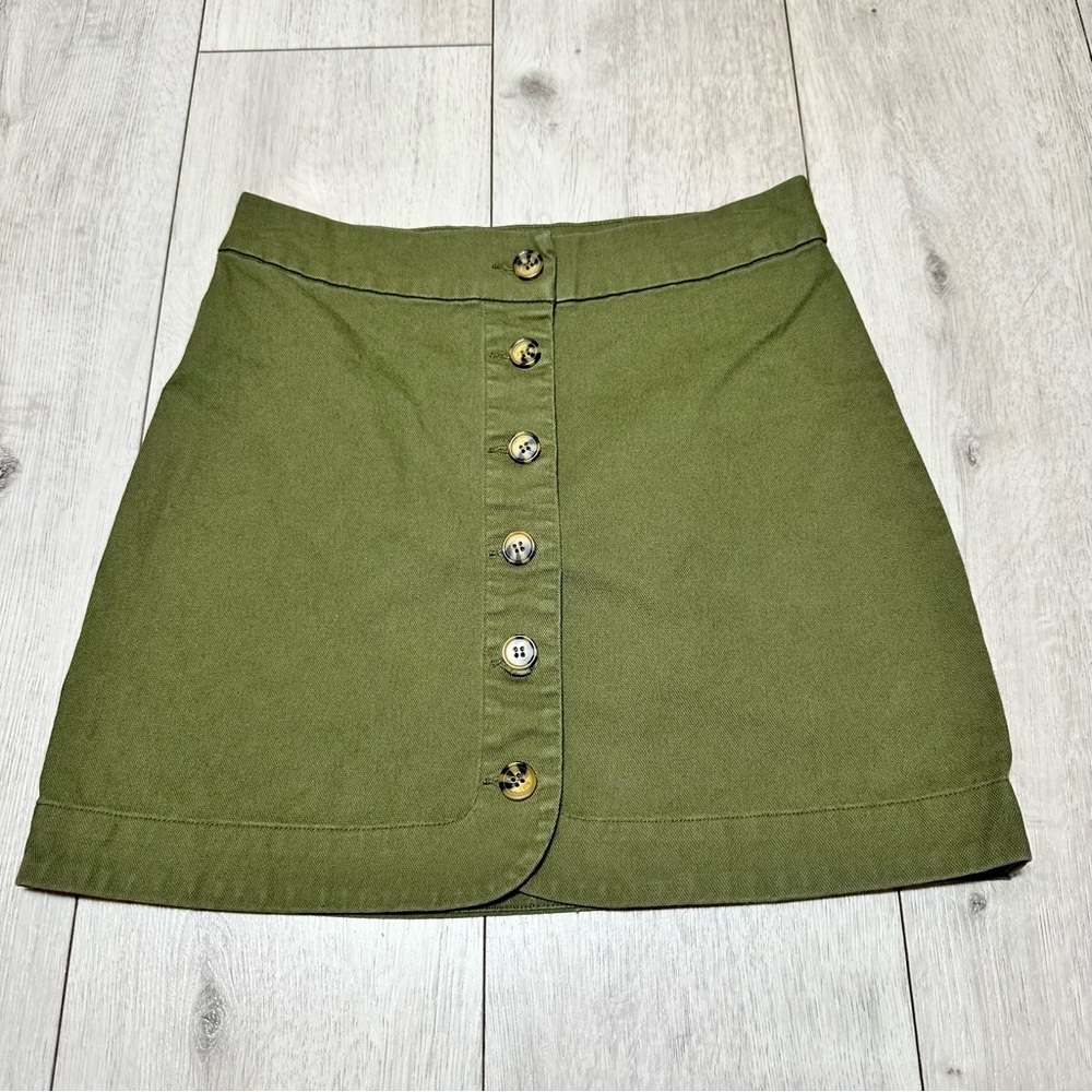 Cooper & Key Olive Size 3 Button Front Mini Skirt High Waist Utility A-Line Y2K